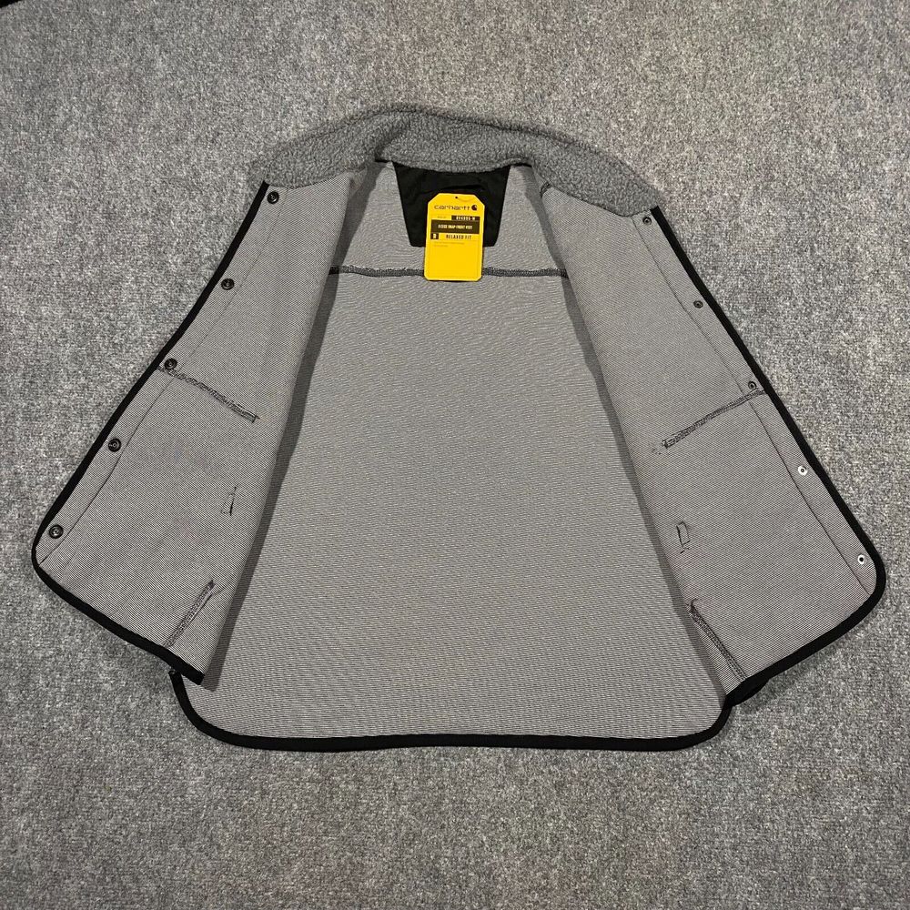 Carhartt Sherpa Fleece Snap Front Vest Womens Small S Relaxed Fit Gray Black NWT - Picture 10 of 16